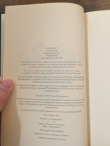 Hannibal von Thomas Harris - 1. Auflage, Erstdruck - Hardcover - Bild 7 von 7