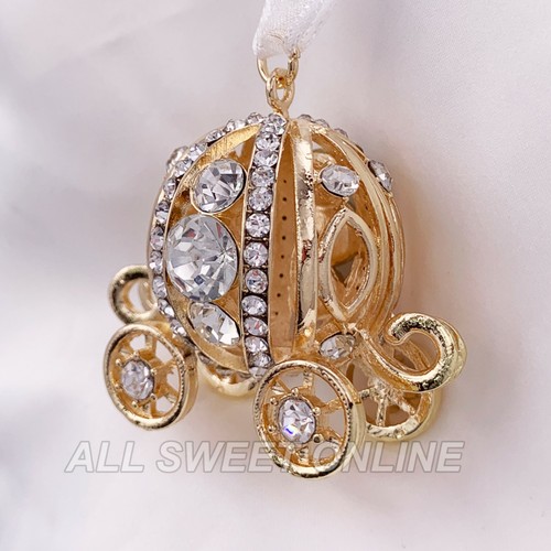 Wedding Bridal Good Luck Charm Crystal Pumpkin Carriage Charm Gold Silver AU - Picture 8 of 26