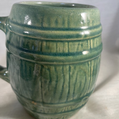 1926 Nelson McCoy Sanitary Stoneware Barrel Mugs Set of 2 - Picture 6 of 14