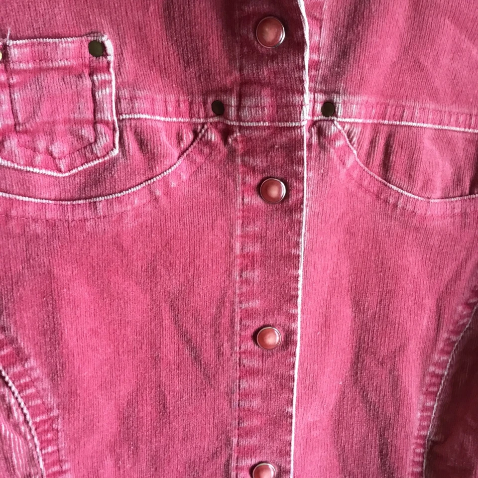 Camisa De Colección MAURICES Rosa Corderoy Perla Snap Western Y2K Puño Ancho a Presión Pequeña Foto 3 de 4