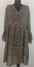 Two by Vince Camuto Women's Animal Print Sheer Dress Empire Waist Size Petite L