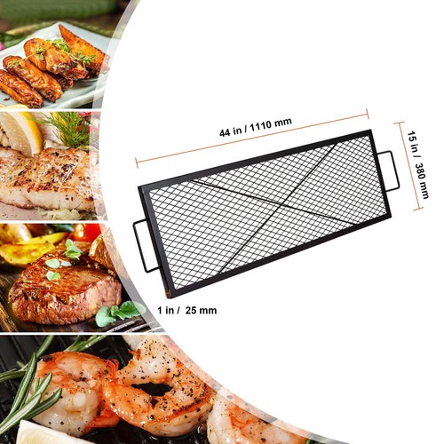 KFFKFF 44" Rectangle Cooking Grate Heavy-Duty Steel Fire Pit Grill Grate - Picture 4 of 8