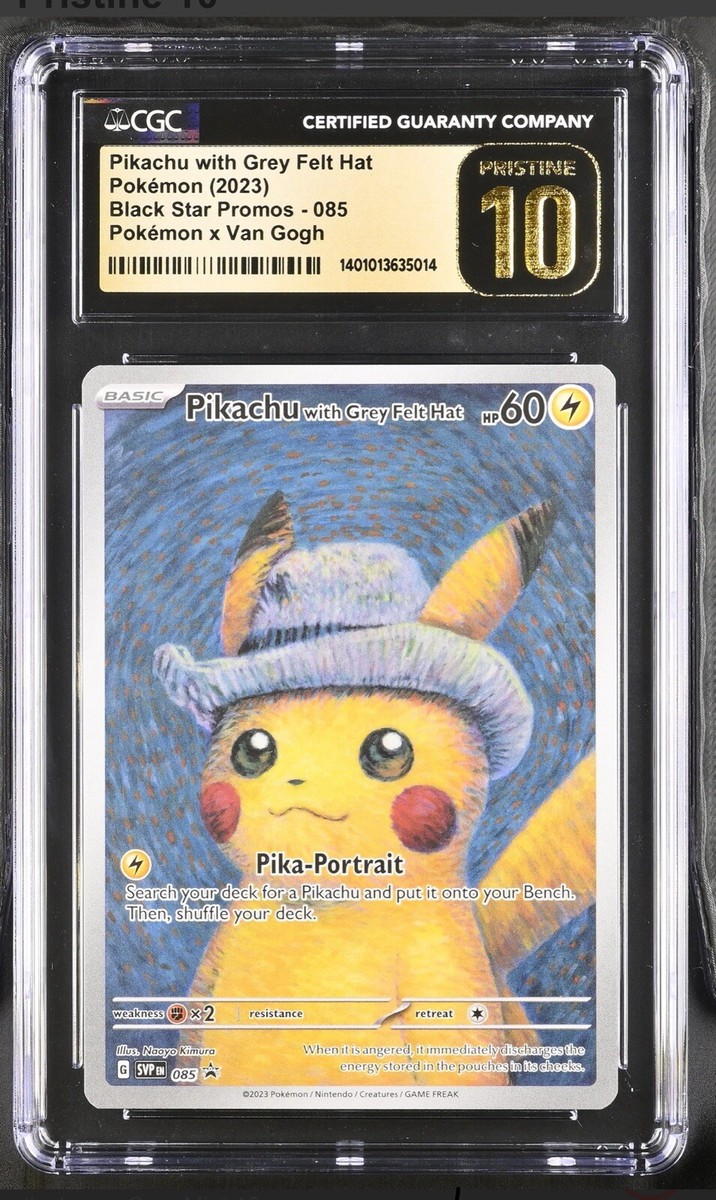 Pokemon Pikachu With Grey Felt Hat SVP 085 Van Gogh Promo Card