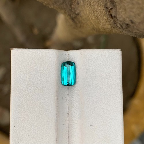 Top Good Color Indicolite Tourmaline 8mm Cushion Cut 1.20ct From Afghanistan. - Picture 20 of 24