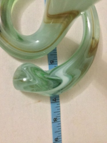 Art Glass spiral base Vase Green Swirl with white  - Bild 5 von 10