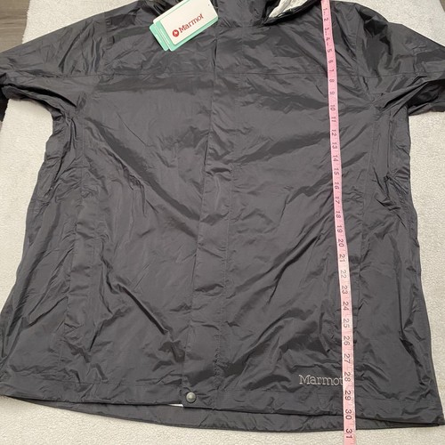 Marmot Precip Eco Jacket Mens XXL Black Waterproof Shell Hooded Hiking NEW - Picture 7 of 10