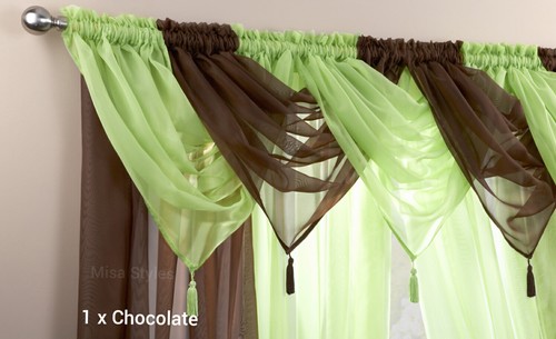 NEW READY MADE PLAIN TASSEL VOILE SWAG SWAGS NET CURTAIN PELMET VALANCE DRAPES - Picture 7 of 24