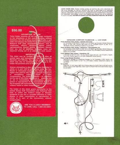 1993 U.S. Open Baltusrol, New Jersey Numbered Gallery Ticket and Parking Pass - Picture 2 of 2