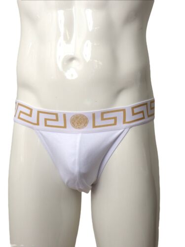 VERSACE- NIB White Greca Border Jock Strap, Size Large