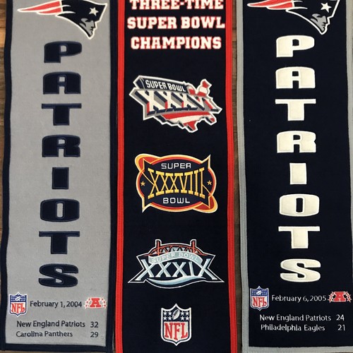 NFL superbowl champions New England Patriots wool banner 8 x 32'' (2004-05) - Picture 3 of 12