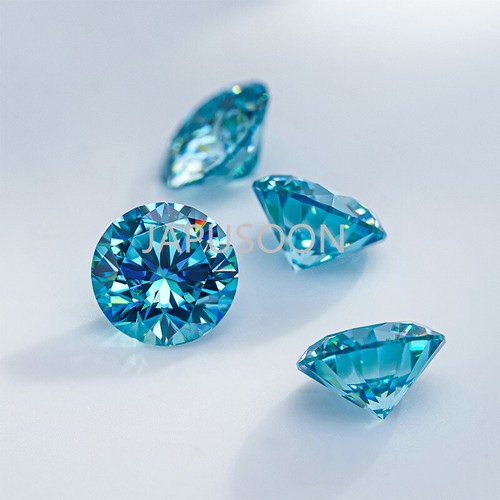 1~ 6 ct VVS1 Ocean Blue Round Excellent Cut Moissanite Loose Gemstones & GRA - Picture 7 of 8