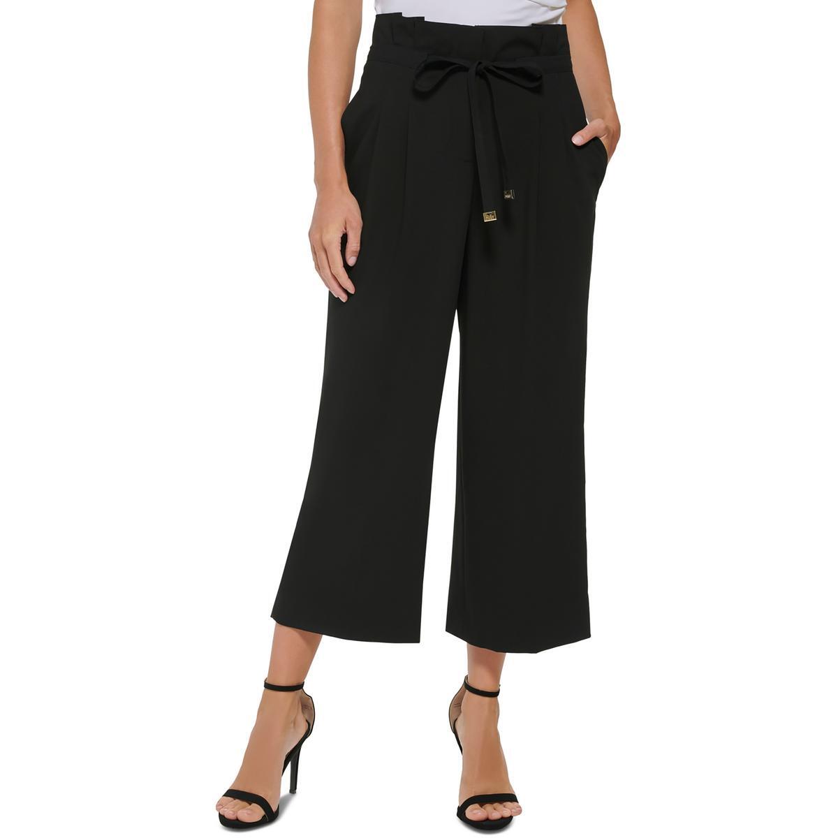 Женские черные укороченные брюки с широкими штанинами DKNY 14 BHFO 0014