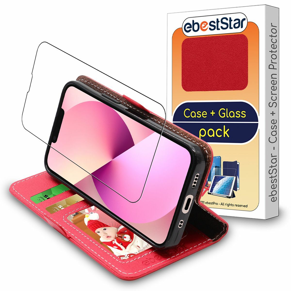 Étui iPhone 13 rouge à rabat porte-carte pour simplifier vos sorties en ville