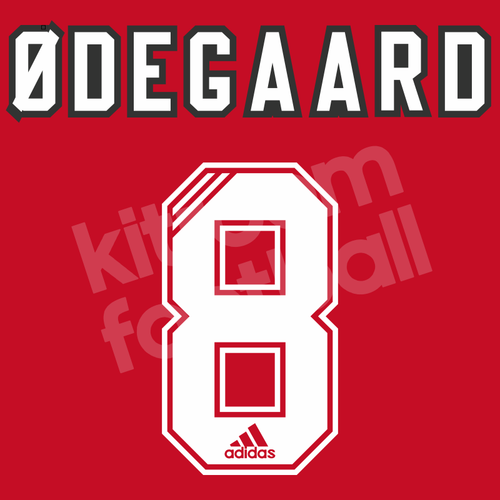 1993-94 Arsenal Home Name Number Set #8 ODEGAARD Retro Flock (2 Layers)