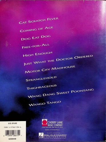 Ted Nugent Best Of Guitar Tab Music Songbook - Picture 5 of 5
