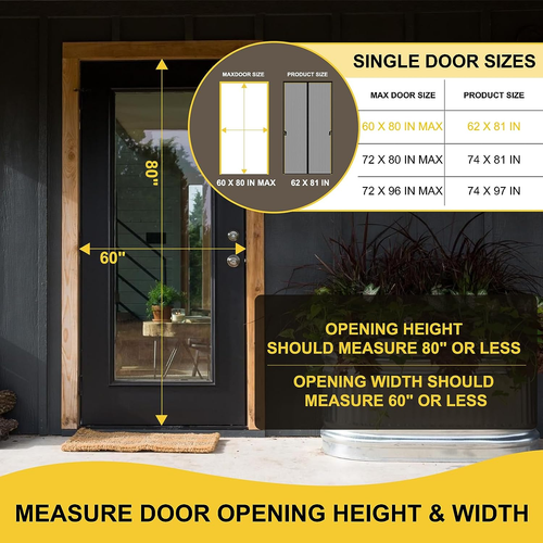 Magnetic Screen Door for 60 X 80 Inch French Door, Screen Itself Size: - Picture 2 of 6