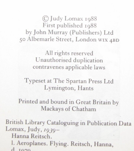 Hanna Reitsch-Flying for the Fatherland by Judy Lomax; Hbjd, signed by author - Picture 4 of 6