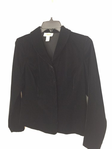 Talbots Blazer Jacket Black Velvet Women’s Sz 4 Long Sleeves Button Front New - Picture 1 of 6
