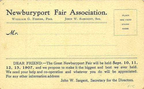 Newburyport MA Fair Association 1907 Werbepostkarte - Bild 2 von 2