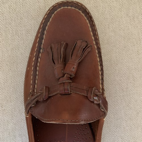 LL Bean Tassel Brown Hand Crafted Leather Moccasin Loafer Mens Size 9.5 EE NWOB - Picture 8 of 11