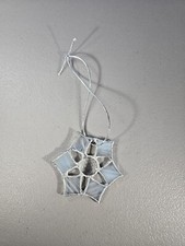 Vintage Stained Glass Beveled Center 6 Pointed Star Suncatcher White 3-1/2"