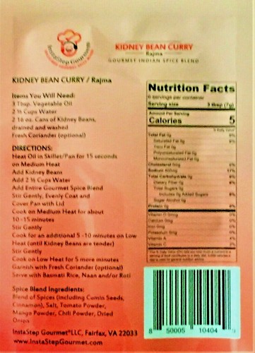 Indian Spice Mix Kidney Bean Curry (Rajma) by InstaStep Gourmet (1,5 or 10 Pack) - Bild 6 von 7