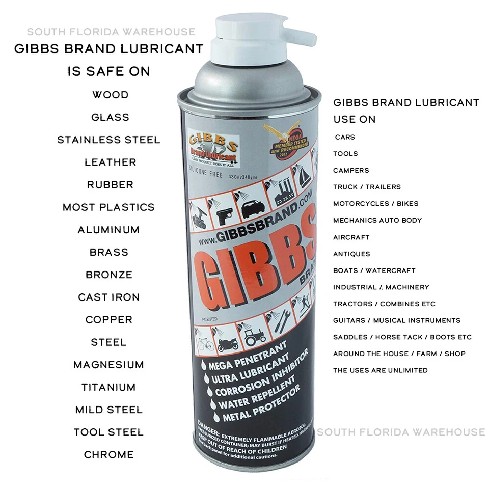 Lubricante marca Gibbs, aceite penetrante, multiusos, protector de metal (4 x 12 oz) Foto 2 de 4