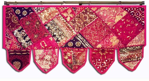 Colgante de puerta de algodón indio Toran vintage retazos boho bordado decoración del hogar - Imagen 5 de 8