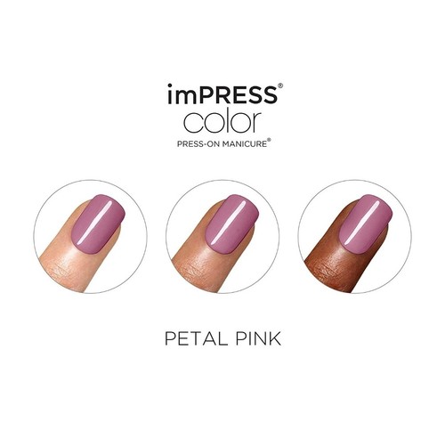 Press On Uñas Brillante Rosa Brillante Malva Corto Cuadrado Sin Pegamento Mani Por imPRESS - Imagen 5 de 8