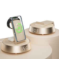 7 in 1 Wireless Charging Station, Alarm Clock for Bedroom with Dimmable Night...