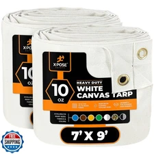 Xpose Safety Canvas Tarp - 10oz White Canvas Tarps Heavy Duty Wat