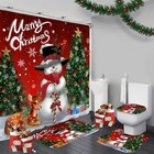 4Pcs Retro Snowman Shower Curtain Set Winter Bathroom Set with Shower Curtain...