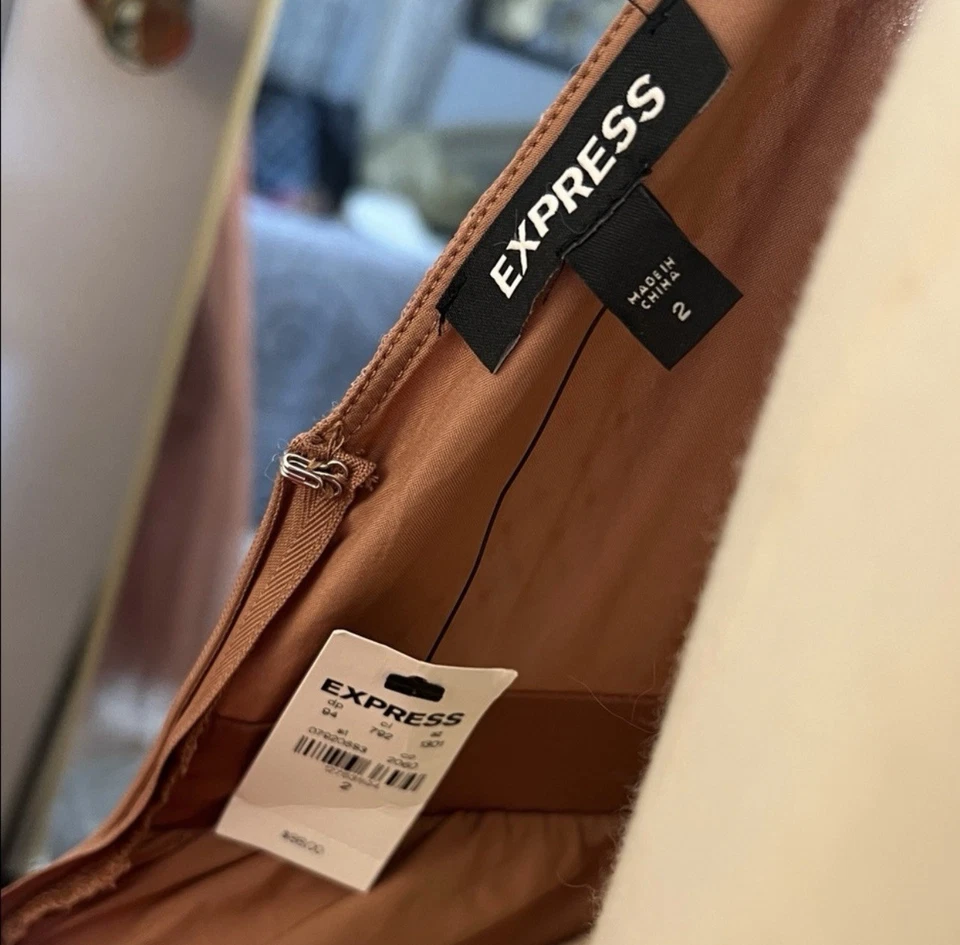 Express 全新带标签 Dusty Rose 薄纱温和连衣裙 — 第 2/4 张图片