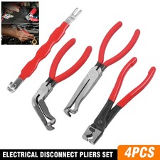 4 Piece Electrical Connector Disconnect Pliers & Fuel Line Clip Removal Tool Set
