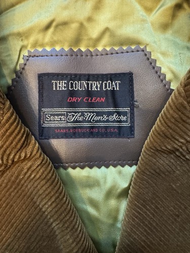 VTG Sears The Country Coat Corduroy Overcoat Jacket Men’s Flannel Lined Exc Cond - Picture 3 of 9
