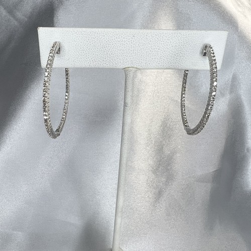 14K WHITE GOLD 2CTW DIAMOND INSIDE-OUT HOOP EARRINGS (AD2000647) - 第 2/5 張圖片