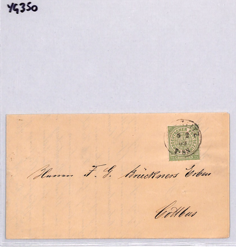 Germany NORTH GERMAN CONFEDERATION Cover 1868 1/3g Green {samwells-covers}YG350 - Picture 7 of 12