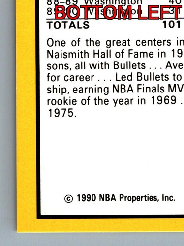 Wes Unseld Coach Washington Bullets NBA Hoops 1990 Card 331 - Foto 10 di 12