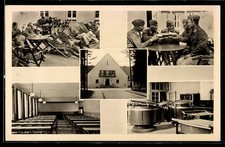 Postal Soldados Relajándose en Tumbonas Bebiendo Cerveza, Vista Casa 1940