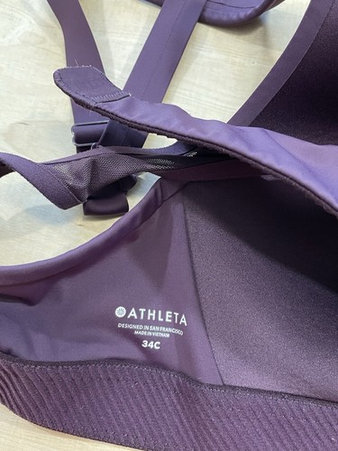 Athleta Sports Bra Advance Wireless Racerback High Impact Purple Sz 34C - Picture 9 of 9
