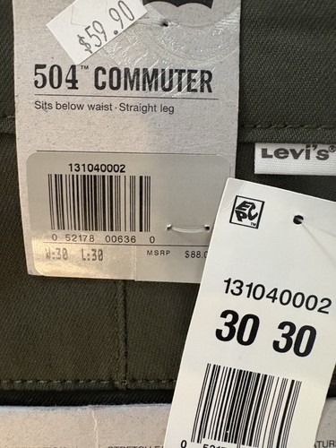 Levi's Herren 504 Commuter Regular Straight Hose Olivgrün Twill 30W x 30L - Bild 8 von 10