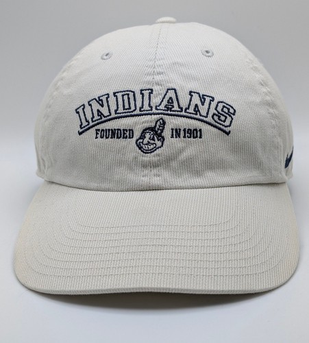 Cappello berretto Nike vintage Cleveland Indians cinturino posteriore bianco capo Wahoo vintage anni 90 Y2K - Foto 2 di 5