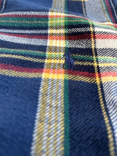 Ralph Lauren Polo Checked S/M Button-Down Shirt Cotton Check Blue Flannel Wester - Picture 2 of 15