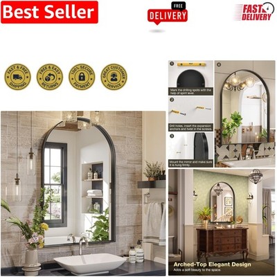 Sophisticated Arched Wall Mirror with HD Silver & Rust-Resistant Frame 24x40
