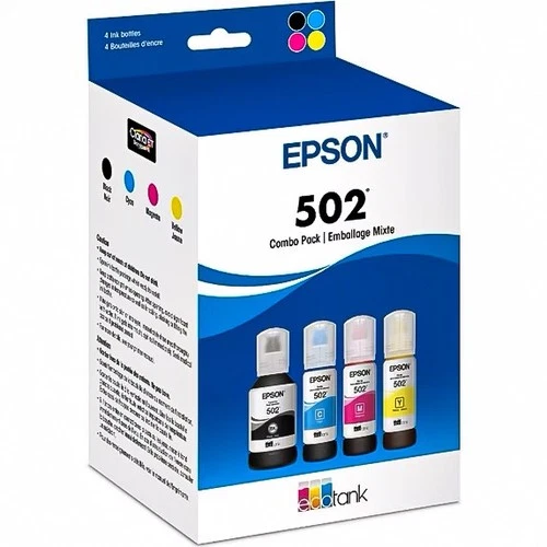 Epson 502 Genuine OEM EcoTank Ink Bottles 4 Pack T502120-BCS For ET-2850 ET-4850 - product listing photo