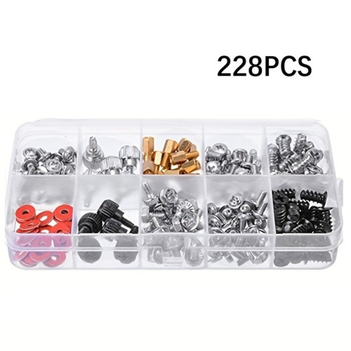 Essential 228 Teile für Computer Schrauben Kit mit Messing und Stahl Befestigun