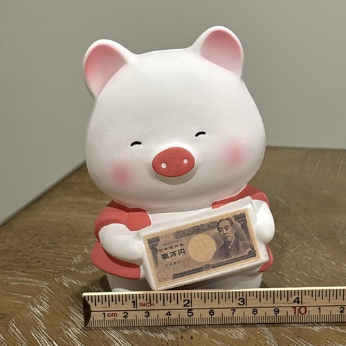 Vintage Japanese White Clay Ceramic Money Coin Piggy Bank Hand Painted 4” - Picture 10 of 11