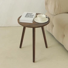 Round Side Table Small End Table for Living Room Modern Wood Accent Table Cof