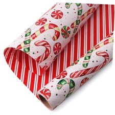 Christmas Wrapping Paper Reversible Christmas 17 inch Candy Cane/Red Stripe