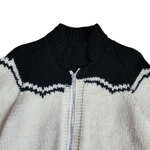Vintage Cowichan handgestrickt Reißverschluss Strickjacke Pullover Cowboy Tänzer Grafik Westerncore - Bild 8 von 9